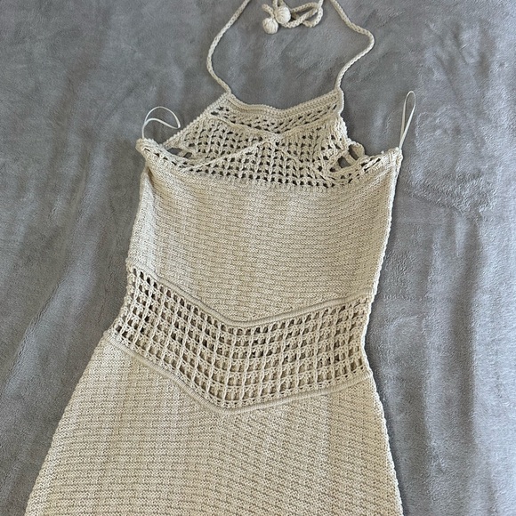 Zara Chic Beige Crochet Dress with Fringe. New - Picture 6 of 14